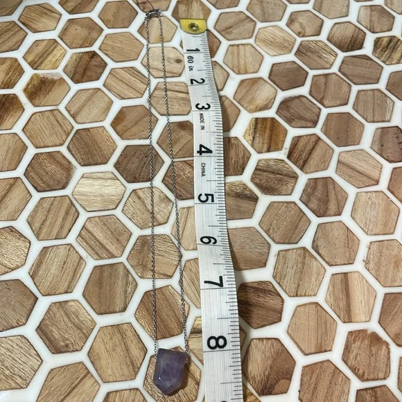 Chevron Amethyst Crystal Necklace Natural Healing - Picture 6 of 6